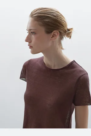 Massimo Dutti Camiseta Bajo Volantes 100% Lino