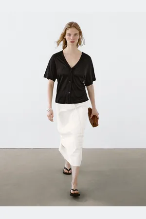 Massimo Dutti Cárdigan Manga Corta 100% Lino
