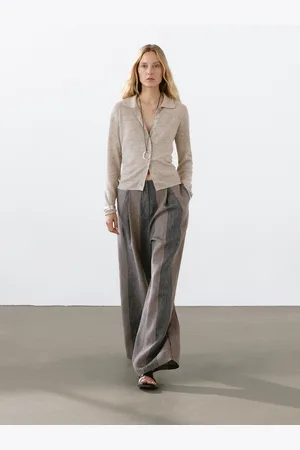 Massimo Dutti Cárdigan Punto Mezcla Lino Melange