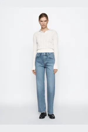 Massimo Dutti Jeans Straight Tiro Alto Mezcla Algodón