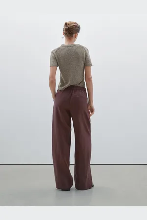 Massimo Dutti Pantalón Wide Fit Goma 100% Lino