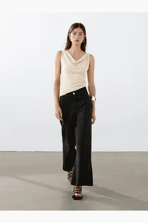 Massimo Dutti Top Sin Manga Escote Drapeado