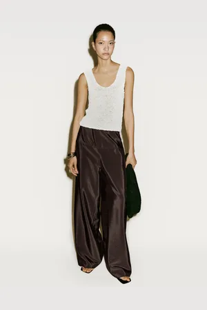 Massimo Dutti Top Trenzado Piel Ante