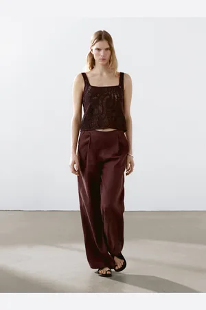 Massimo Dutti Pantalón Fluido Pinzas 100% Lino