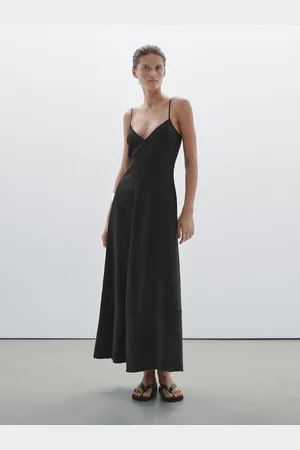 Massimo Dutti Vestido Largo Fluido Escote Pico