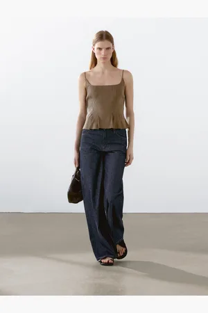 Massimo Dutti Top Fluido Tirantes Con Lino
