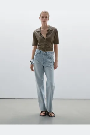 Massimo Dutti Jeans Straight Tiro Alto Mezcla Algodón