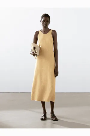 Massimo Dutti Vestido Largo Halter 100% Lino