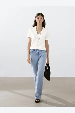 Massimo Dutti Camiseta Cuello Pico 100% Algodón