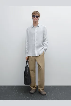 Massimo Dutti Camisa Rayas Regular Fit Lino