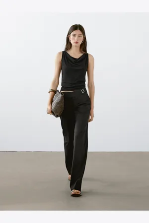 Massimo Dutti Top Sin Manga Escote Drapeado