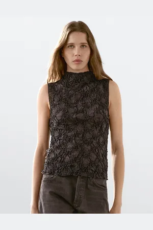 Massimo Dutti Top Cuello Chimenea Efecto Arrugado