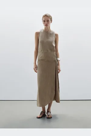 Massimo Dutti Vestido Detalle Hebilla 100% Lino
