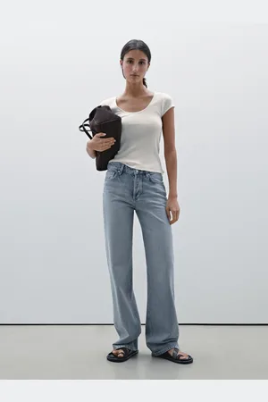 Massimo Dutti Camiseta Detalle Puntilla Algodón