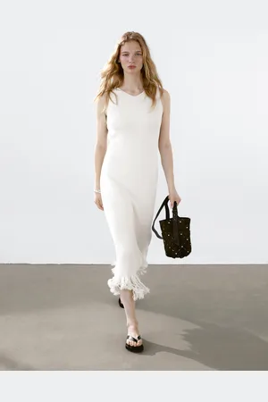 Massimo Dutti Vestido Punto Bajo Flecos