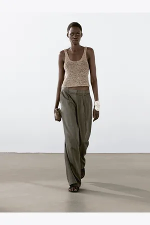 Massimo Dutti Top Trenzado Piel Ante