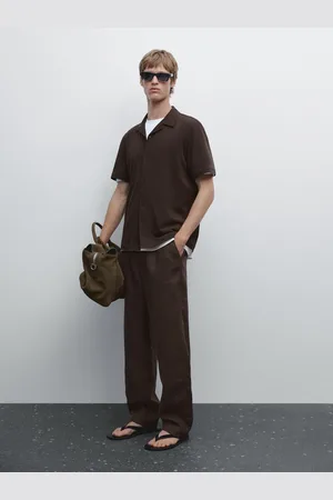 Massimo Dutti Camisa Manga Corta Con Lino
