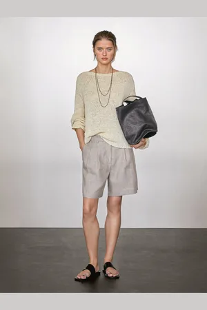 Massimo Dutti Bermuda Mil Rayas 100% Lino