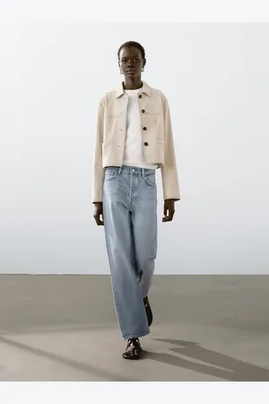 Massimo Dutti Chaqueta Corta Pespuntes Piel Ante