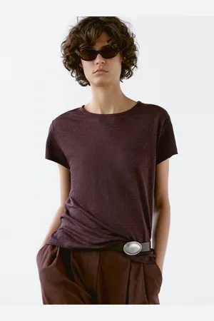 Massimo Dutti Camiseta Manga Corta 100% Lino