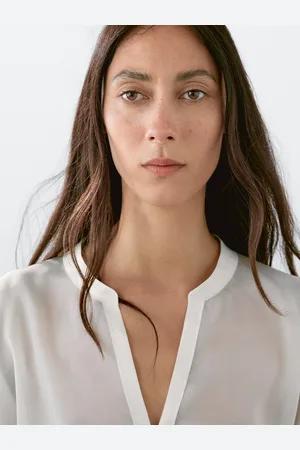 Massimo Dutti Camisa Larga Fluida Semitransparente