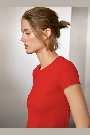 Massimo Dutti Camiseta Manga Corta Mezcla Algodón