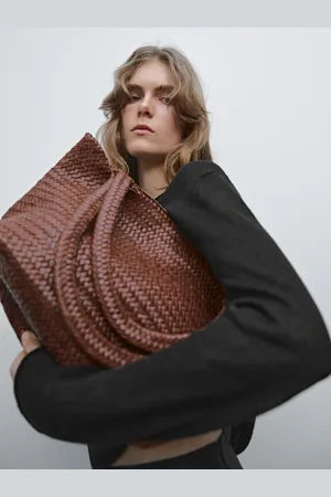 Massimo Dutti Bolso Medio Tote Trenzado Piel Napa