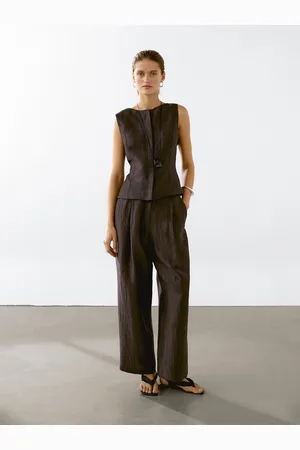 Massimo Dutti Chaleco Cuello Redondo Mezcla Lino