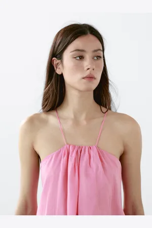 Massimo Dutti Vestido Largo Cuello Halter Fruncido