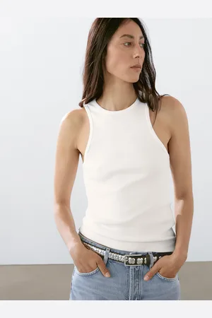 Massimo Dutti Top Cuello Halter Mezcla Algodón