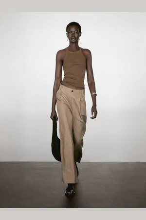 Massimo Dutti Pantalón Fluido Pinzas 100% Lino