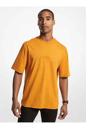 Michael Kors Hombre Camisetas - MKCamiseta de algodón con logotipo bordado - Caléndula(Amarillo) - Michael Kors