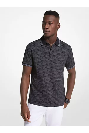 Michael Kors Hombre Polos - MKPolo Greenwich de punto liso de algodón con estampado de logotipos - Negro(Negro) - Michael Kors