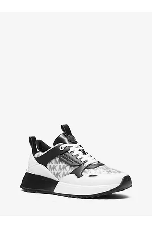 Michael Kors Mujer Zapatillas - MKZapatilla Theo de varios materiales con lentejuelas - Blanco Intenso/negro(Negro) - Michael Kors