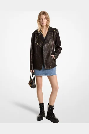 Michael Kors MKChaqueta motera oversize de piel arrugada - - Michael Kors