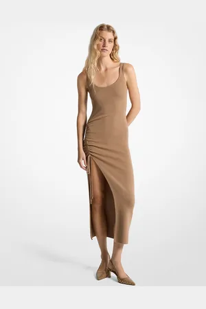 Michael Kors MKVestido de tirantes fruncido de mezcla lana elástica - - Michael Kors