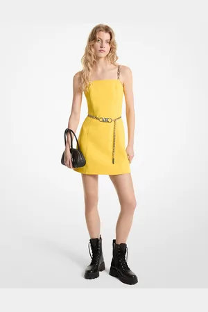 Michael Kors MKMinivestido de crepé elástico con cinturón - Amarillo - Michael Kors