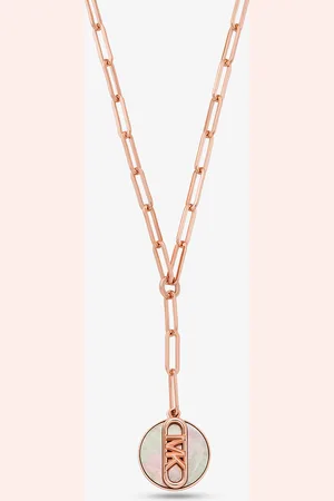 Michael Kors MKCollar de cadena de eslabones de latón chapado en metal precioso con logotipo imperio - Rosa - Michael Kors