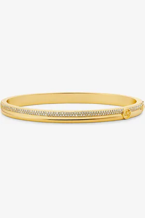 Michael Kors MKPulsera rígida de latón chapado en metal precioso con incrustaciones - - Michael Kors