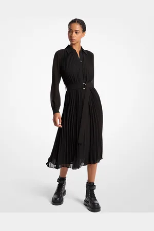 Michael Kors MKVestido camisero plisado de georgette - - Michael Kors