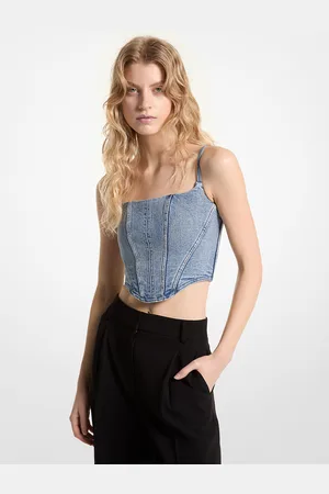 Michael Kors MKTop de denim elástico tipo corsé - - Michael Kors