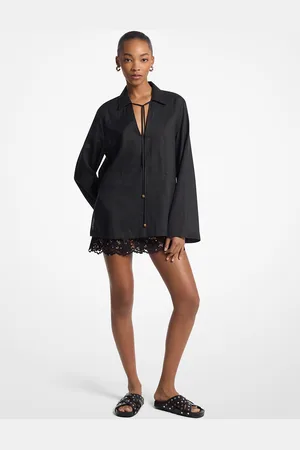 Michael Kors MKTúnica de ramio con cuello - - Michael Kors