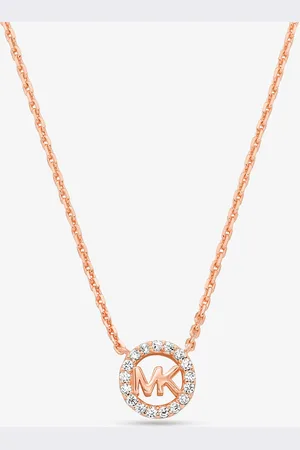 Michael Kors MKCollar Fulton de plata de ley chapada en metal precioso con incrustaciones y adorno de logotipo - Rosa - Michael Kors