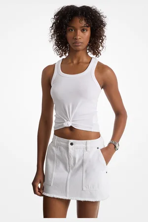 Michael Kors MKCamiseta de tirantes de punto elástico acanalado con lazada delantera - - Michael Kors