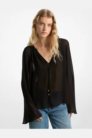 Michael Kors MKBlusa de georgette con cuello de pico - - Michael Kors