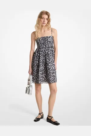 Michael Kors MKVestido de algodón con estampado de leopardo y logotipo - - Michael Kors