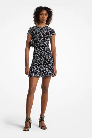 Michael Kors MKVestido de punto liso mate elástico con estampado floral - - Michael Kors