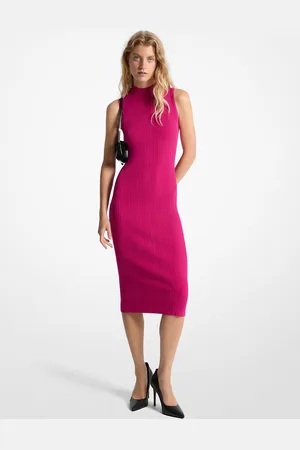 Michael Kors MKVestido midi acanalado con cuello alto - - Michael Kors