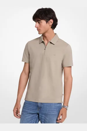Michael Kors MKPolo de piqué de mezcla de algodón con cremallera - Verde - Michael Kors