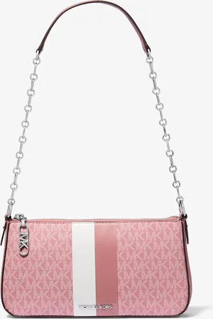 Michael Kors MKPochette mediano con rayas, logotipo y cadena de eslabones - - Michael Kors